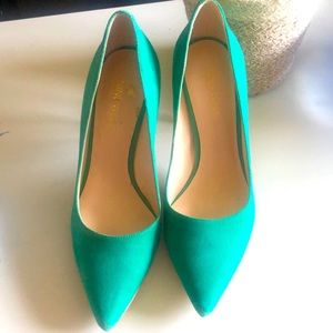 Nine West suede pumps | teal blue/green | 6.5 3”-3.5” heel